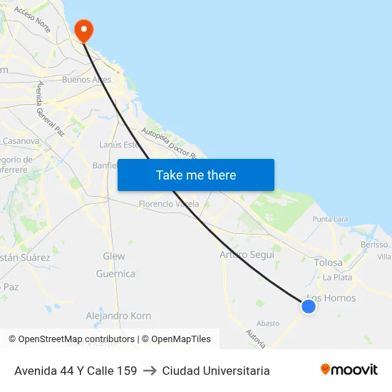 Avenida 44 Y Calle 159 to Ciudad Universitaria map