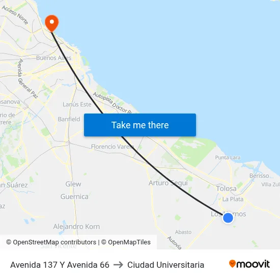 Avenida 137 Y Avenida 66 to Ciudad Universitaria map