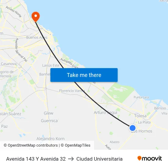 Avenida 143 Y Avenida 32 to Ciudad Universitaria map