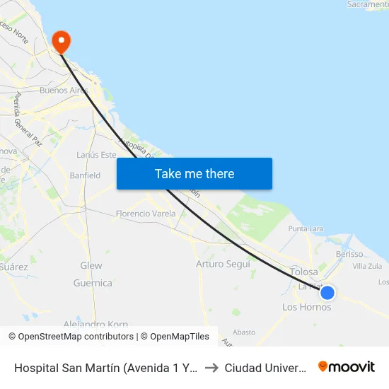 Hospital San Martín (Avenida 1 Y Calle 69) to Ciudad Universitaria map