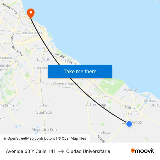 Avenida 60 Y Calle 141 to Ciudad Universitaria map