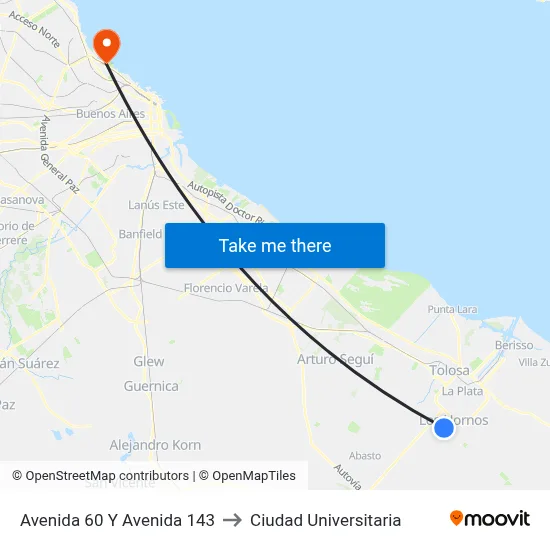 Avenida 60 Y Avenida 143 to Ciudad Universitaria map