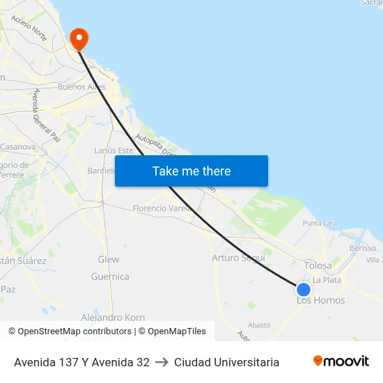 Avenida 137 Y Avenida 32 to Ciudad Universitaria map