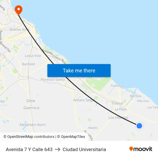 Avenida 7 Y Calle 643 to Ciudad Universitaria map