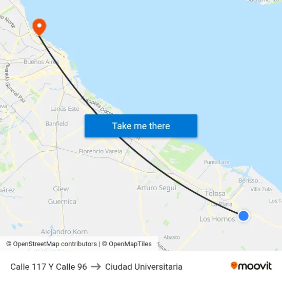 Calle 117 Y Calle 96 to Ciudad Universitaria map
