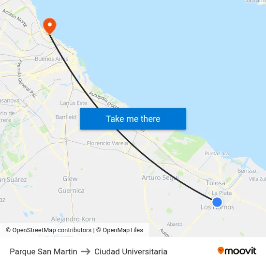 Parque San Martin to Ciudad Universitaria map