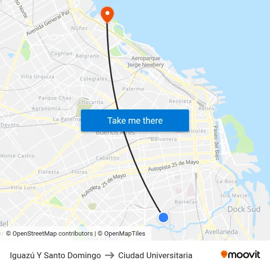 Iguazú Y Santo Domingo to Ciudad Universitaria map