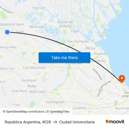 República Argentina, 4028 to Ciudad Universitaria map