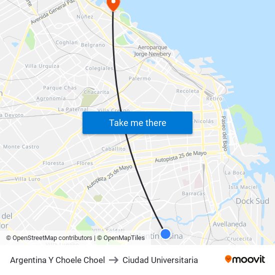 Argentina Y Choele Choel to Ciudad Universitaria map