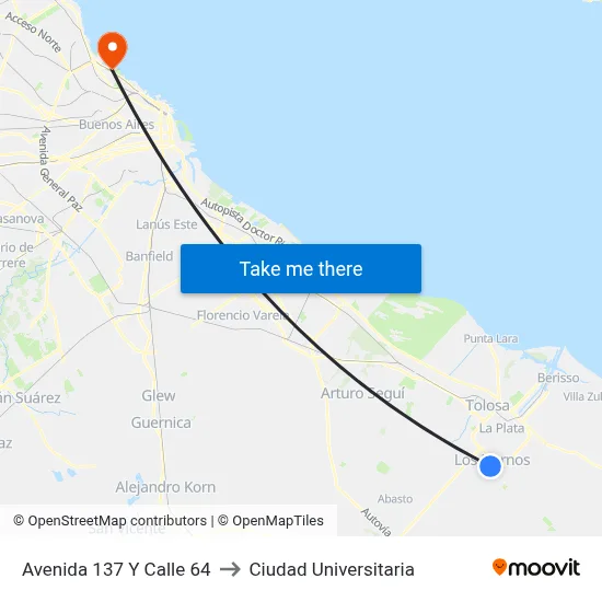 Avenida 137 Y Calle 64 to Ciudad Universitaria map
