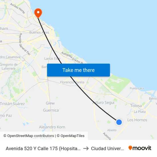 Avenida 520 Y Calle 175 (Hopsital Romero) to Ciudad Universitaria map