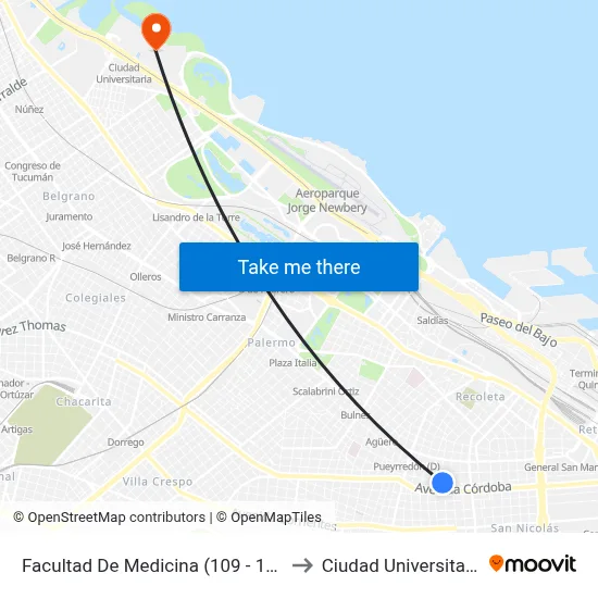 Facultad De Medicina (109 - 140) to Ciudad Universitaria map
