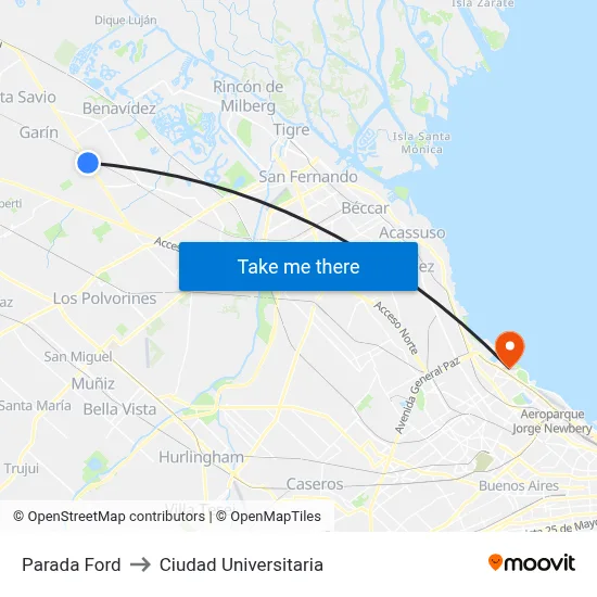 Parada Ford to Ciudad Universitaria map