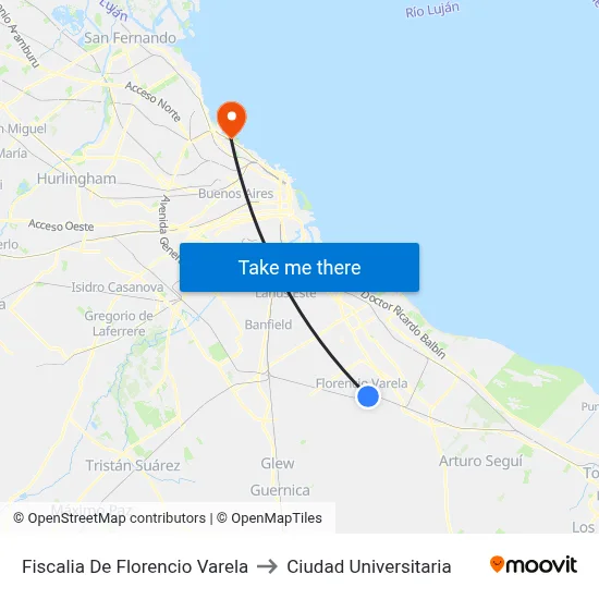 Fiscalia De Florencio Varela to Ciudad Universitaria map