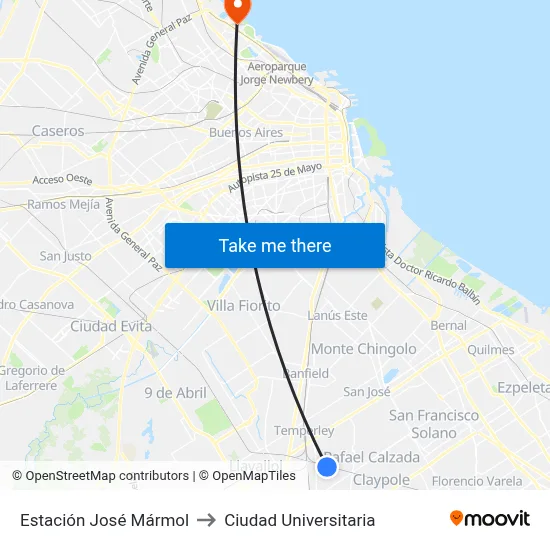 Estación José Mármol to Ciudad Universitaria map