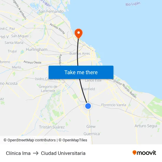 Clínica Ima to Ciudad Universitaria map