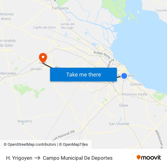 H. Yrigoyen to Campo Municipal De Deportes map