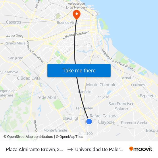 Plaza Almirante Brown, 303 to Universidad De Palermo map
