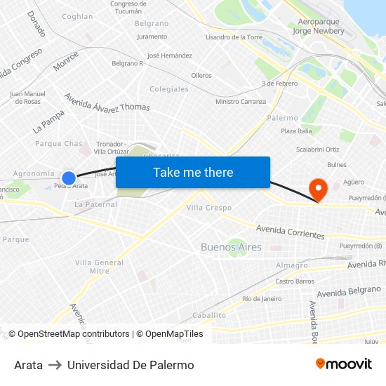 Arata to Universidad De Palermo map