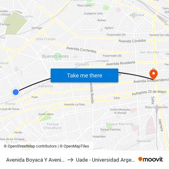 Avenida Boyacá Y Avenida Avellaneda (113) to Uade - Universidad Argentina De La Empresa map