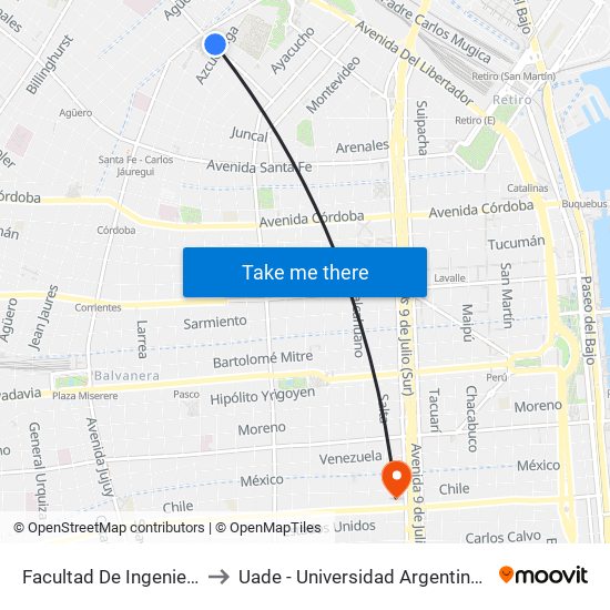 Facultad De Ingeniería (60 - 95) to Uade - Universidad Argentina De La Empresa map