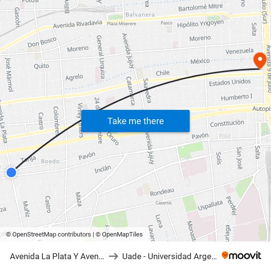 Avenida La Plata Y Avenida Pavón (15 - 119) to Uade - Universidad Argentina De La Empresa map
