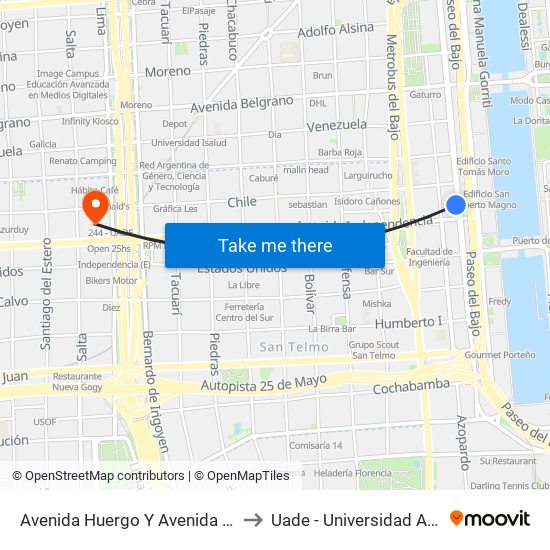 Avenida Huergo Y Avenida Independencia (4 - 103 - 111) to Uade - Universidad Argentina De La Empresa map