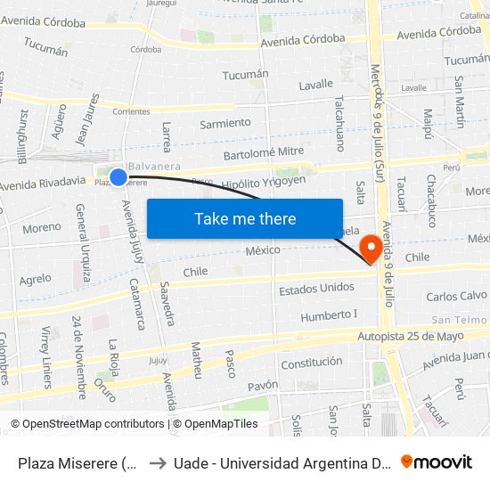 Plaza Miserere (71 - 129) to Uade - Universidad Argentina De La Empresa map