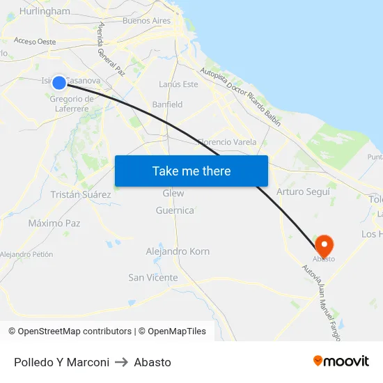 Polledo Y Marconi to Abasto map