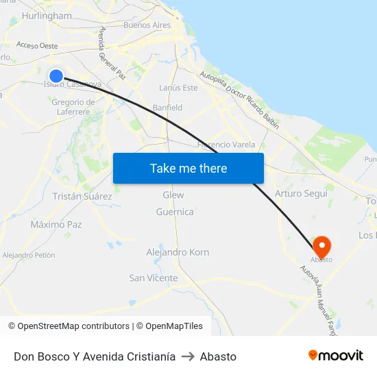 Don Bosco Y Avenida Cristianía to Abasto map