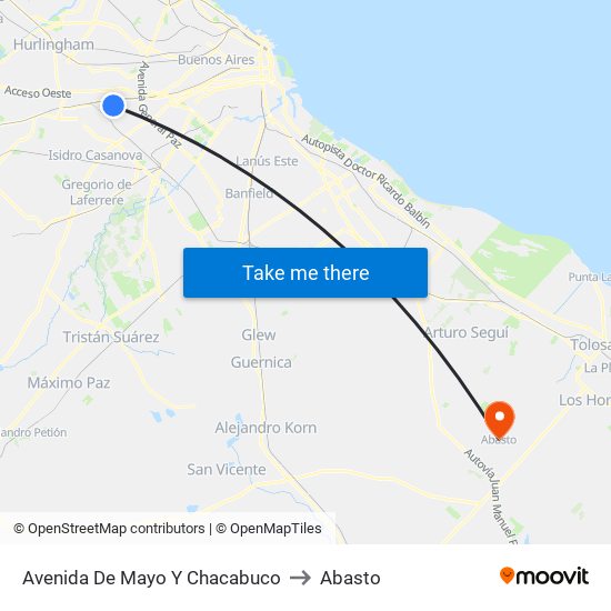 Avenida De Mayo Y Chacabuco to Abasto map