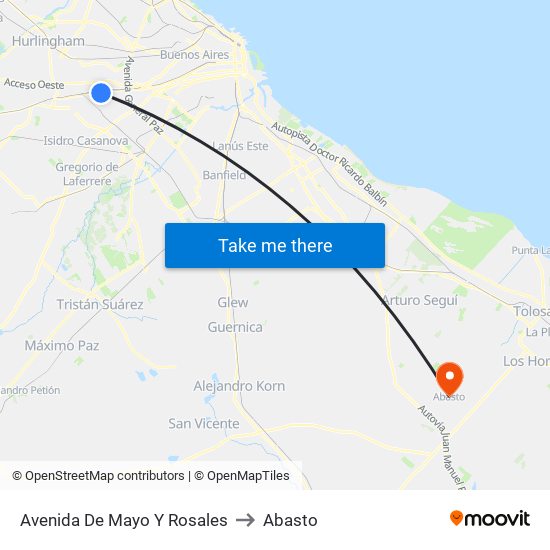 Avenida De Mayo Y Rosales to Abasto map