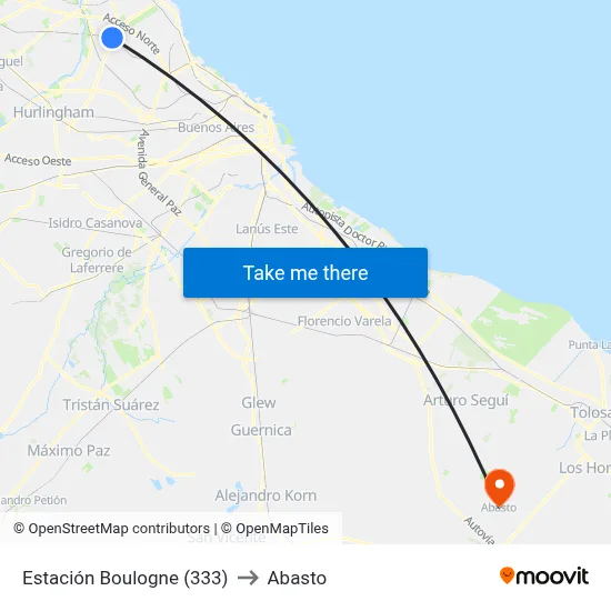 Estación Boulogne (333) to Abasto map