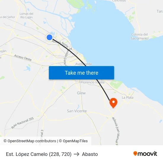 Est. López Camelo (228, 720) to Abasto map
