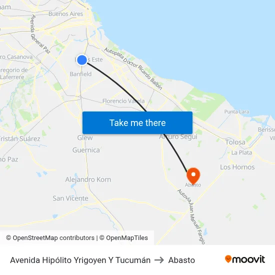 Avenida Hipólito Yrigoyen Y Tucumán to Abasto map