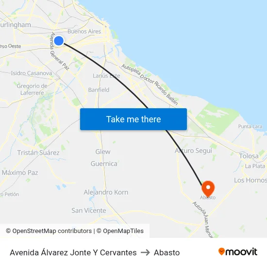 Avenida Álvarez Jonte Y Cervantes to Abasto map