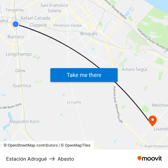 Estación Adrogué to Abasto map