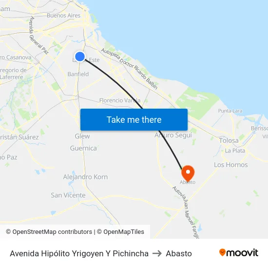 Avenida Hipólito Yrigoyen Y Pichincha to Abasto map