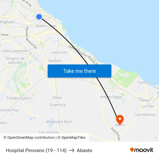 Hospital Pirovano (19 - 114) to Abasto map