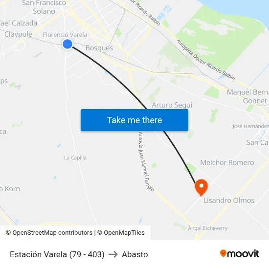 Estación Varela (79 - 403) to Abasto map
