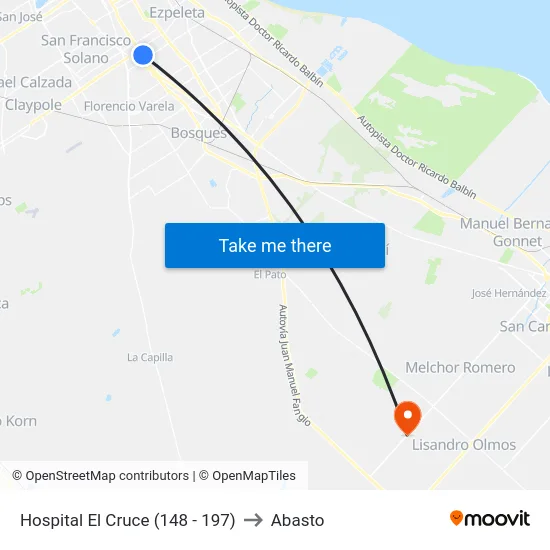 Hospital El Cruce (148 - 197) to Abasto map