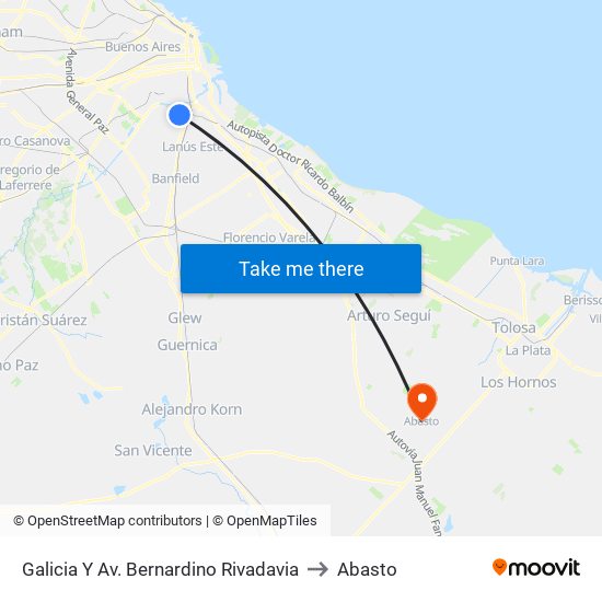 Galicia Y Av. Bernardino Rivadavia to Abasto map