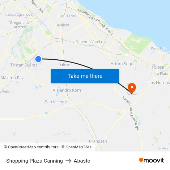 Shopping Plaza Canning to Abasto map