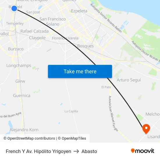French Y Av. Hipólito Yrigoyen to Abasto map