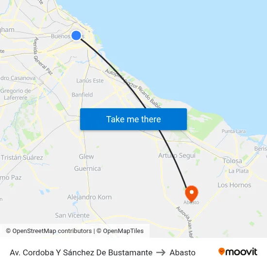 Sánchez De Bustamante Y Avenida Córdoba to Abasto map