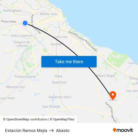 Estación Ramos Mejía to Abasto map