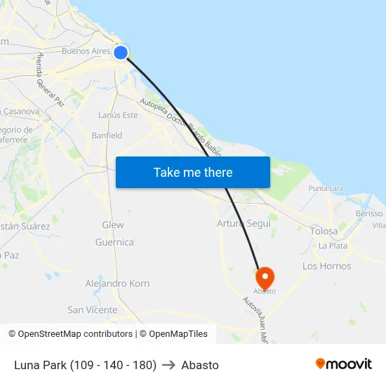 Luna Park (109 - 140 - 180) to Abasto map