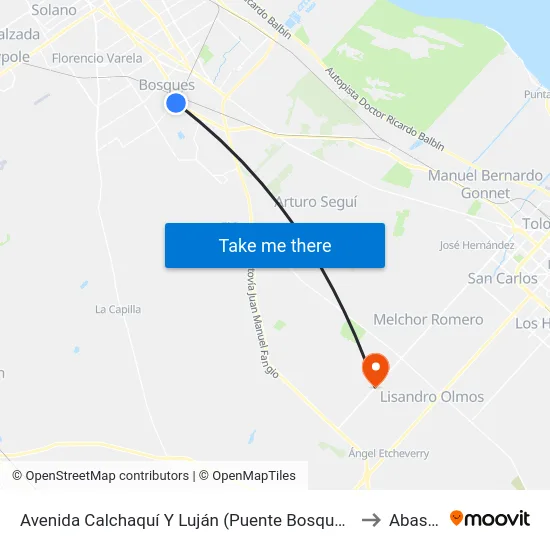 Avenida Calchaquí Y Luján (Puente Bosques) to Abasto map
