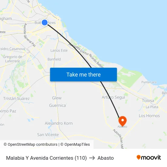 Malabia Y Avenida Corrientes (110) to Abasto map