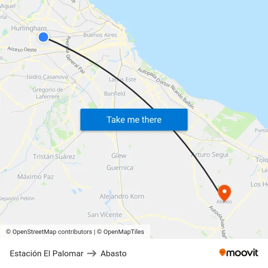 Estación El Palomar to Abasto map